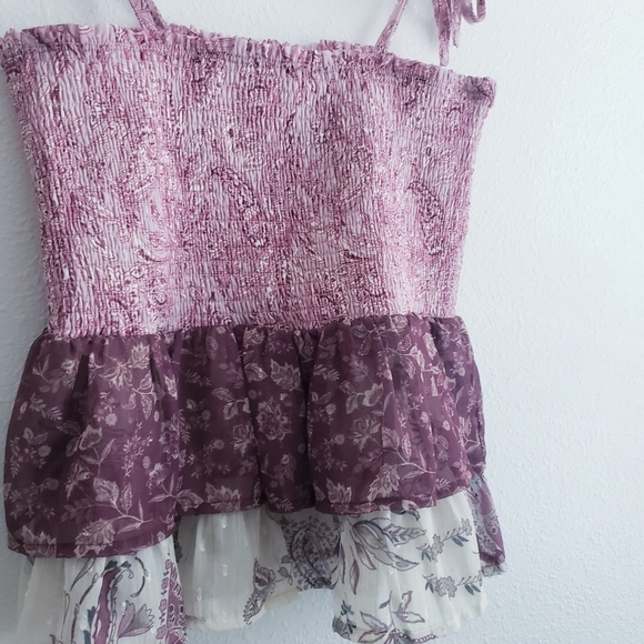 Francesca's Collections Tier Ruffle Ruched Tank Top Blouse - Picture 3 of 7